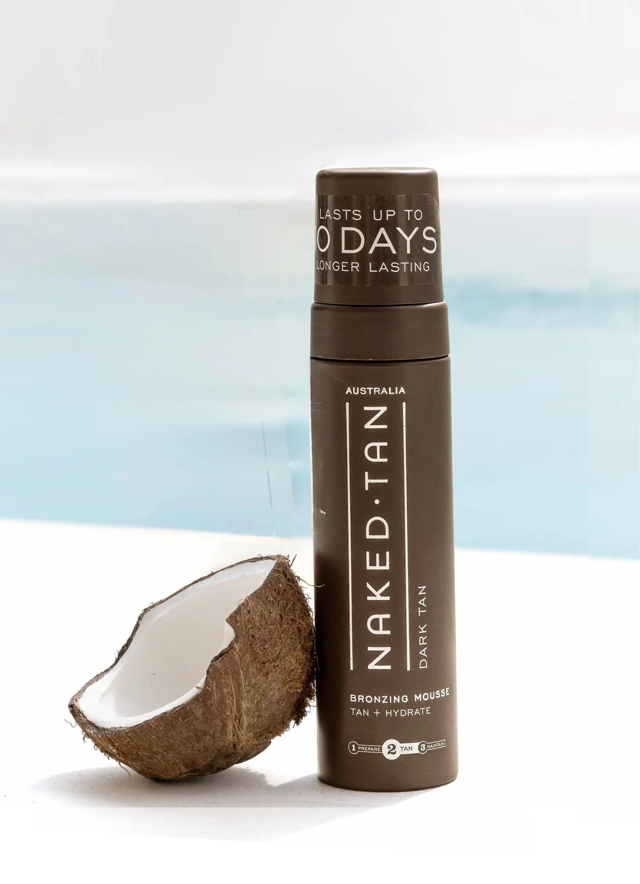 Naked Tan Dark Chocolate self-tanning mousse delivering a rich, deep tan with a smooth application
